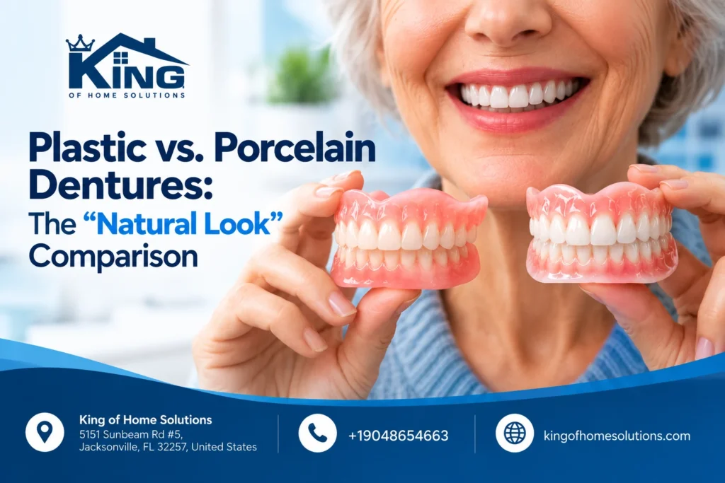 Plastic vs. Porcelain Dentures: The “Natural Look” Comparison 1 Plastic vs. Porcelain Dentures: Natural Look Comparison